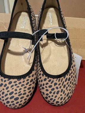 Sonoma Leopard-Print Mary Jane Flats in Tan and Black